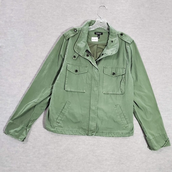 TORRID Women Military Jacket 1 Green Utility Full Zip Long Sleeve Collar Pockets - Picture 1 of 9